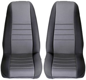 Jeep Wrangler Neoprene Seat Covers - Front - Rugged Ridge - Custom Fit - Gray/Black - `97-`02